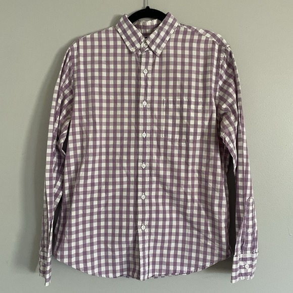 J Crew Shirt Mens Medium Purple Plaid Gingham Light Weight Button Career - Picture 2 of 10